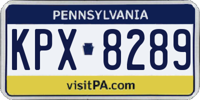 PA license plate KPX8289