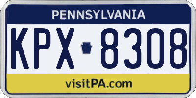 PA license plate KPX8308