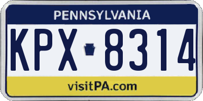 PA license plate KPX8314