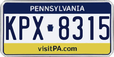 PA license plate KPX8315