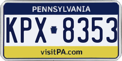 PA license plate KPX8353