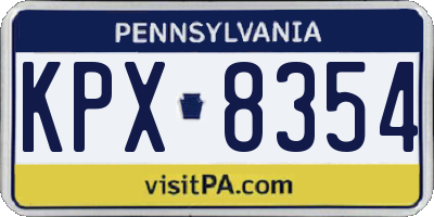 PA license plate KPX8354