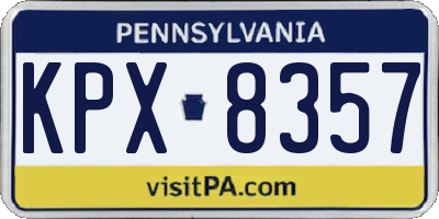 PA license plate KPX8357