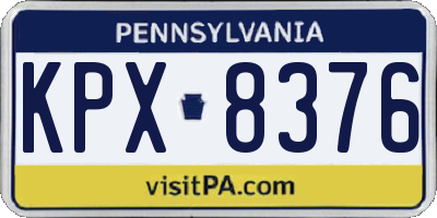 PA license plate KPX8376