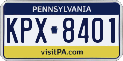 PA license plate KPX8401