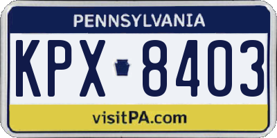 PA license plate KPX8403