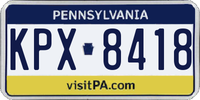 PA license plate KPX8418
