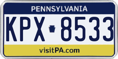 PA license plate KPX8533
