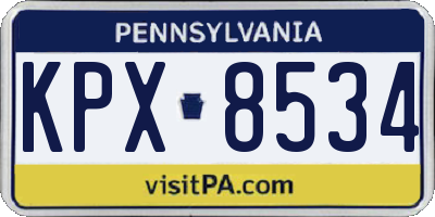PA license plate KPX8534