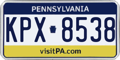 PA license plate KPX8538