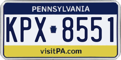 PA license plate KPX8551