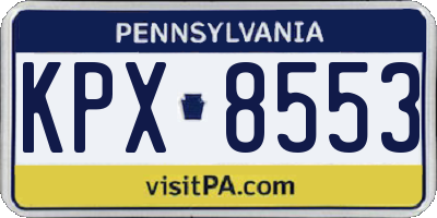 PA license plate KPX8553