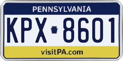 PA license plate KPX8601