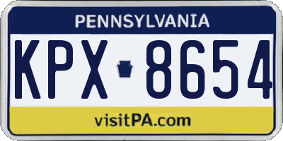 PA license plate KPX8654