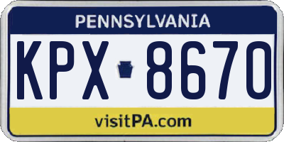 PA license plate KPX8670