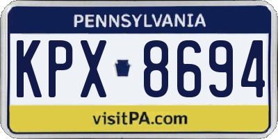 PA license plate KPX8694