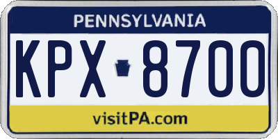 PA license plate KPX8700