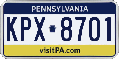 PA license plate KPX8701