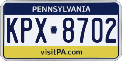 PA license plate KPX8702