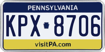 PA license plate KPX8706