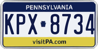 PA license plate KPX8734