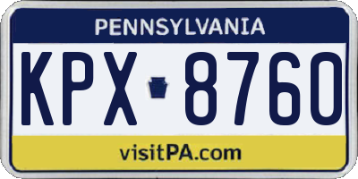PA license plate KPX8760