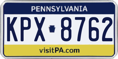 PA license plate KPX8762