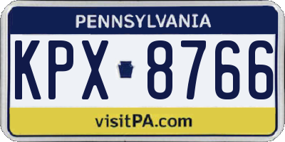 PA license plate KPX8766