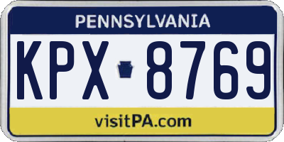 PA license plate KPX8769