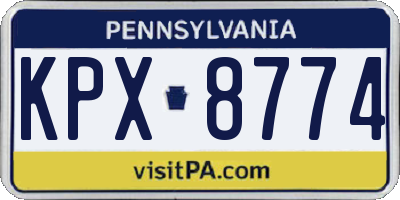 PA license plate KPX8774