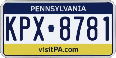 PA license plate KPX8781