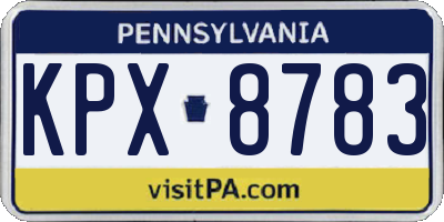 PA license plate KPX8783