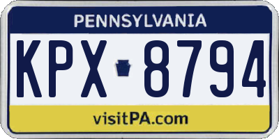 PA license plate KPX8794