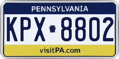 PA license plate KPX8802
