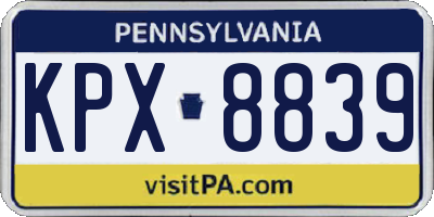 PA license plate KPX8839