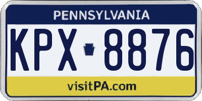 PA license plate KPX8876