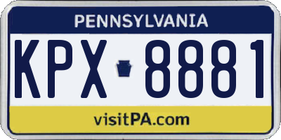 PA license plate KPX8881