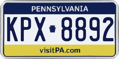 PA license plate KPX8892