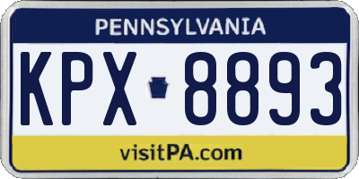 PA license plate KPX8893