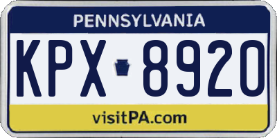 PA license plate KPX8920