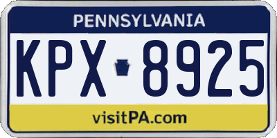 PA license plate KPX8925