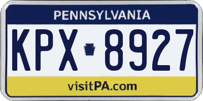 PA license plate KPX8927