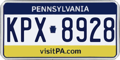 PA license plate KPX8928