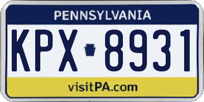 PA license plate KPX8931