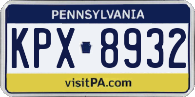 PA license plate KPX8932