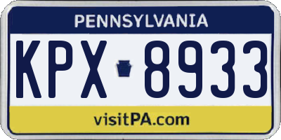PA license plate KPX8933