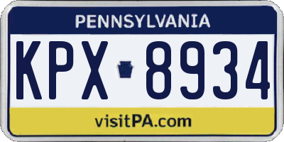 PA license plate KPX8934