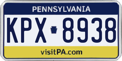 PA license plate KPX8938