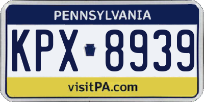 PA license plate KPX8939