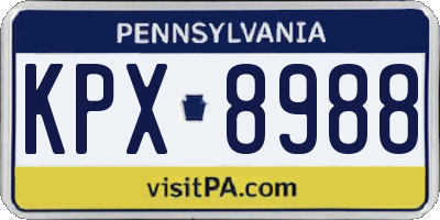 PA license plate KPX8988
